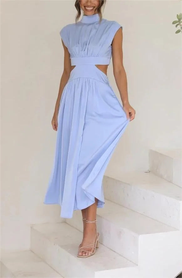 Amelie | Cutout Waist Pocketed Vacation Midi Dress