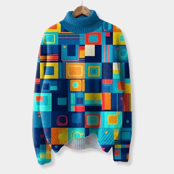 Daria | Print And Turtleneck Knitted Sweater