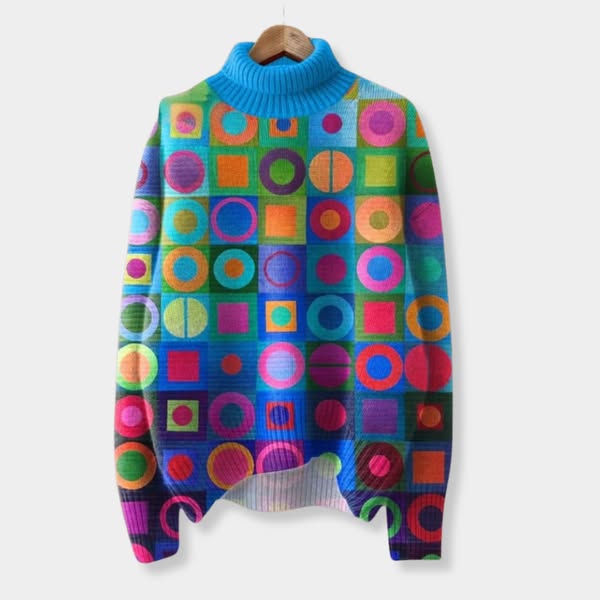 Daria | Print And Turtleneck Knitted Sweater