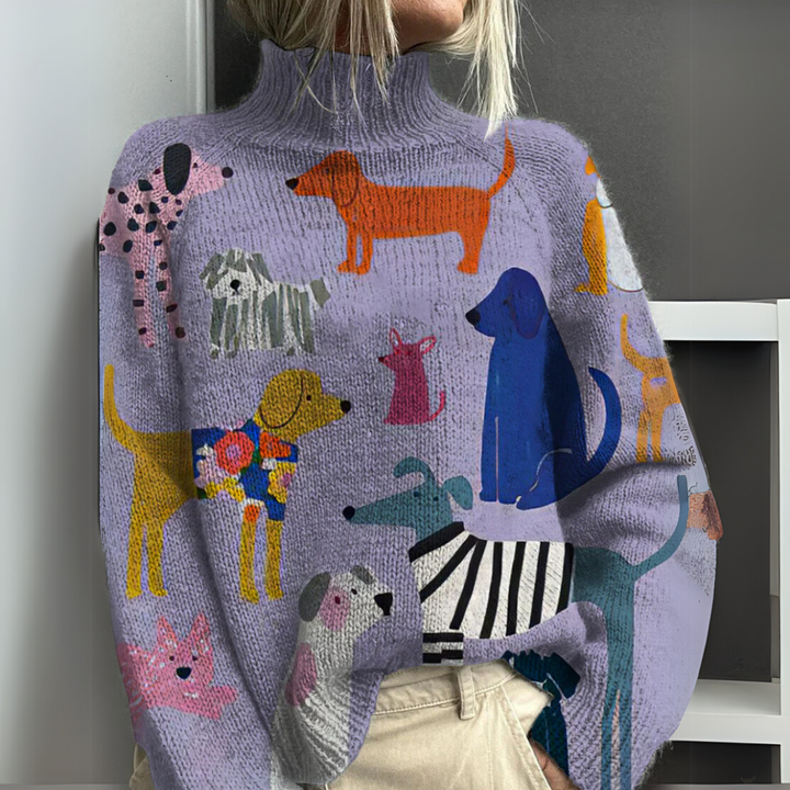 Daria | Print And Turtleneck Knitted Sweater