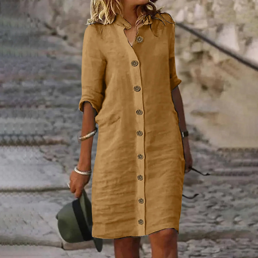 Hannika | Casual Midi Shirt Dress