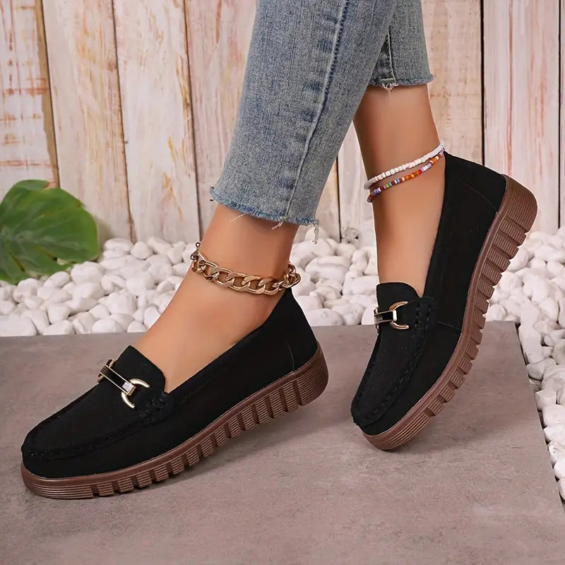 Sophia | Stylish Moccasins with Metal Buckle