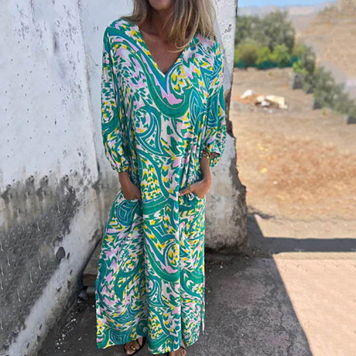 Yanina | Maxi Dress with V-Neck Print