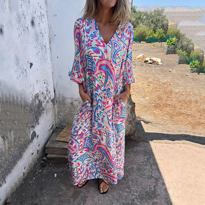 Yanina | Maxi Dress with V-Neck Print