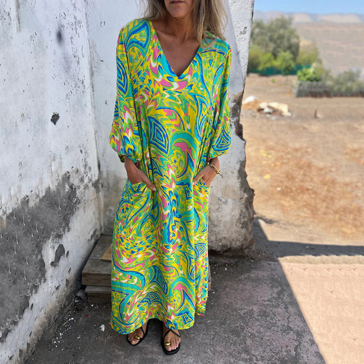 Yanina | Maxi Dress with V-Neck Print